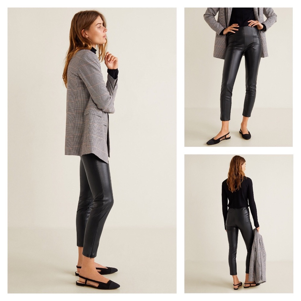 Mango faux leather slim fit ankle pants